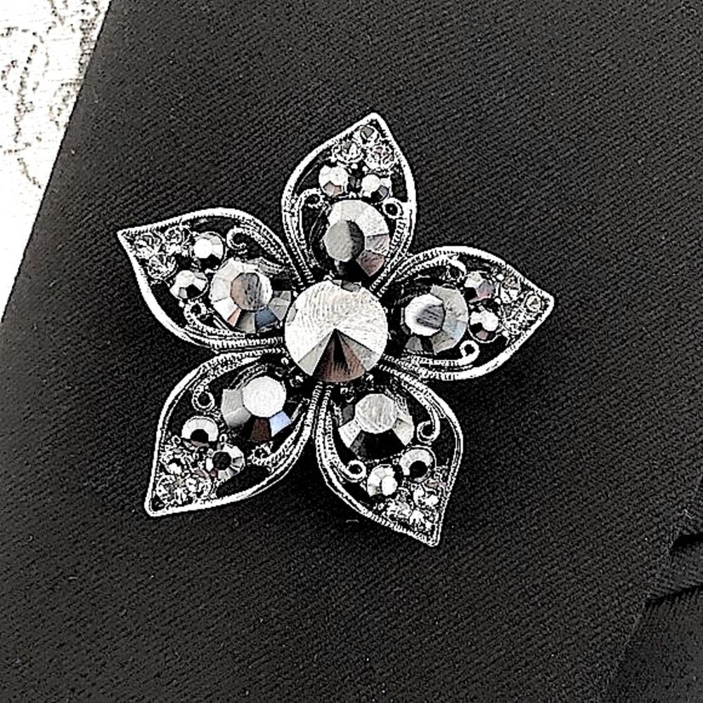 Crystal Flower Brooch